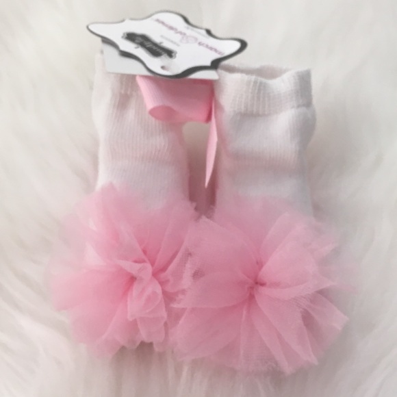 Mud Pie Other - Mud Pie tiny dancer pink tulle bow sock